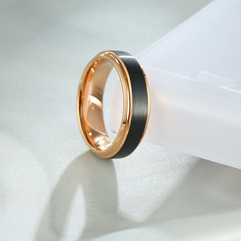 Double Groove Black Electroplated Tungsten Steel Ring Double Groove Black Electroplated Tungsten Steel Ring